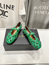 ALAIA PEARL MARY JANE SHOES IN EMERALD GREEN LAMBSKIN